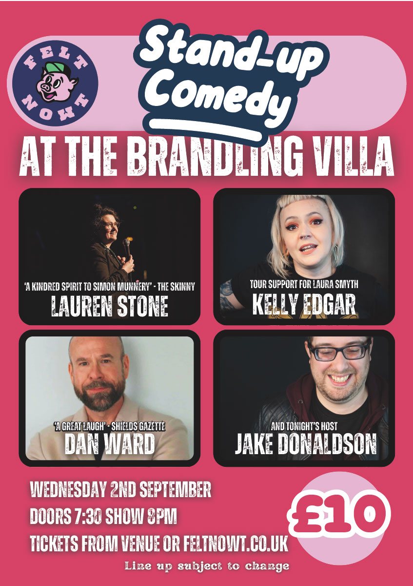 Stand-up comedy at the Brandling Villa, Wednesday 2nd September